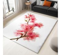 Tapis Salon Doux Antidérapant 180 x 240 cm Aquarelle Branche De Cerisier En Fleurs Tapis de Chambre, Blanc Lavable en Machine Antidérapant Moquette, pour Chambre à Coucher Couloirs Salon Cuisine