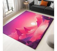 Tapis Salon Doux Antidérapant 180 x 240 cm Coucher De Soleil Fantastique Montagnes Tapis de Chambre Poil Ras, Rose Lavable en Machine Antidérapant Moquette, pour Chambre à Coucher Couloirs