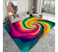 Tapis Salon Effet D'Illusion D'Optique Psychédélique Lavable Pile Courte et Douce, Rectangulaire Tapis Chambre Intérieur Extérieur Dessous antidérapant 140x200 cm, Couleur