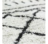 Tapis salon en coton motifs hniques écru naturel 130x190