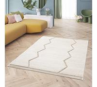 Tapis Salon Esprit Scandinave géométrique, Tapis intérieur berbère pour Le Salon - la Chambre, Tissage mécanique Plat et épaisseur 22 mm, Effet 3D, 100% Polypropylène, 120x170 cm, Crème - Beige
