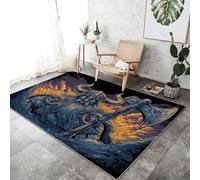 Tapis Salon Europe du Nord Style 120 x 180 cm, Doux à Poils Courts Chambre Moquette Mythologie Vikings Guerriers Tapis Imprimé Antidérapant Convient pour Le Bureau la Chambre d'enfants Couleur