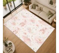 Tapis Salon Fille Ballet Rose 150x210cm Lavable en Machine Antidérapant | Tapis Princesse Cygn pour Chambre Salle à Manger Bureau, Doux Poil Ras Rug Interieur Décoratif, Er444