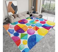Tapis Salon Géométrique Collage Coloré Médiéval Modèle 120 x 170 cm Lavable en Machine Super Doux et Antidérapant Tapis Décoratif Salon Doux Poil Court pour Chambre Adulte, Salle à Manger