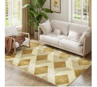 Tapis salon - HOMCOM - 170 x 120 cm - poils courts lavable en machine hypoallergénique pour salon, chambre à coucher, bureau, jaune