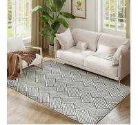 Tapis salon - HOMCOM - 170 x 120 cm - poils courts lavable en machine hypoallergénique pour salon, chambre à coucher, bureau, gris