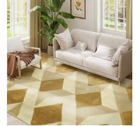 HOMCOM Tapis Salon 230 x 160 cm Tapis à Poils Courts, Lavable en Machine, hypoallergénique, pour Salon, Chambre à Coucher, Bureau, Jaune