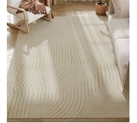 Tapis salon - HOMCOM - poils épais géométrique - moelleux et antidérapant - polyester - 230 x 160 cm - crème