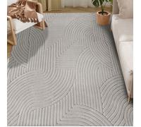 Tapis salon - HOMCOM - poils épais géométrique - moelleux et antidérapant - polyester - 230 x 160 cm - gris