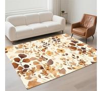 Tapis Salon Imperméable, Grand Tapis Lavable en Machine 80x150cm Antidérapant Carpet pour Chambre Adulte, Cuisine, Couloir, Résistant Rug Moderne Rectangulaire Pile Bouclée Rugs Beige 13-415