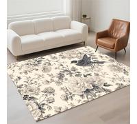 Tapis Salon Imperméable, Grand Tapis Lavable en Machine 80x150cm Antidérapant Carpet pour Chambre Adulte, Cuisine, Couloir, Résistant Rug Moderne Rectangulaire Pile Bouclée Rugs Bird 13-673