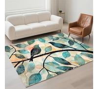 Tapis Salon Imperméable, Grand Tapis Lavable en Machine 80x150cm Antidérapant Carpet pour Chambre Adulte, Cuisine, Couloir, Résistant Rug Moderne Rectangulaire Pile Bouclée Rugs Bird 13-677