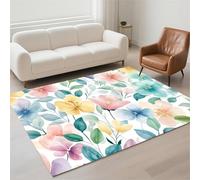 Tapis Salon Imperméable, Petit Tapis Lavable en Machine 60x90cm Antidérapant Carpet pour Chambre Adulte, Cuisine, Couloir, Résistant Rug Moderne Rectangulaire Pile Bouclée Rugs Flower 13-475
