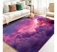 Tapis Salon imprimé Orage Rose Et Violet De Rêve 120 x 180 cm, Tapis Chambre d'enfants Lavable - Coureur Chambre Foudre pour Salle à Manger Bureau Coureur antidérapant
