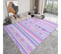Tapis Salon Lavable 180 x 240 cm bohème, Tapis Interieur Impression Traditionnel géométrique Violet Rayures Moderne Doux Antidérapant Moquette pour Salon Chambre à Coucher Canapé Chambre d'enfant