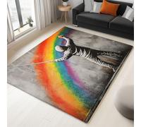 Tapis Salon Lavable Art Du Graffiti Garçon Sweat Capuche Arc En Ciel 140 x 200 cm Moquette Interieur Impression 3D, Gris Doux Antidérapant Flanelle Tapis, pour Salon Chambre à Coucher d'enfant Entrée