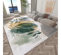 Tapis Salon Lavable Art Géométrique Abstrait Feuilles Grand Tapis Salle a Manger 60x90 cm, Moquette Chambre Descente de Lit Lavable en Machine, Tapis Couloir Antidérapant et Résistant