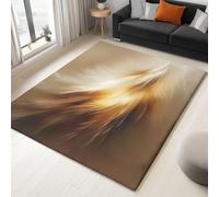 Tapis Salon Lavable Art Numérique Plumes 90 x 150 cm Moquette Interieur Impression 3D, Beige Doux Antidérapant Flanelle Tapis, pour Salon Chambre à Coucher d'enfant Entrée