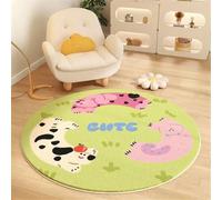 Tapis Salon Lavable Chambre Pile Courte Enfant Bebe Fille Garcon éléphant Lion de Dessin Animé Rampant pour Bébé Grand Doux Petite Intérieur Jaune Vert Tapis de Jeu (Vert 1, 100x100cm)