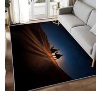 Tapis Salon Lavable Ciel Étoilé du Désert Homme avec Chameau 60 x 90 cm Moquette Interieur, Photographie Doux Antidérapant Flanelle Tapis pour Salon Chambre à Coucher d'enfant Entrée