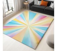 Tapis Salon Lavable D'Art Moderne Médiéval 60 X 90 Cm - Pile Courte Et Douce Rectangulaire Tapis Rétro Abstrait Soleil Pour Chambre À Coucher Et Les Couloirs, Décoration D'Intérieur Multicolore