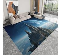 Tapis Salon Lavable en Machine 140 x 200 cm Gothique Architecture Espace Planètes, Tapis de Chambre Doux Antidérapant - Moquette Poils Courts Intérieure Multicolore pour Salon Chambre d'enfant Bureau