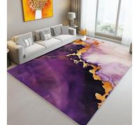 Tapis Salon Lavable en Machine 140 x 200 cm - Poil Court Doux et Résistant Lignes De Marbre Aquarelle Abstraites Imprimé Tapis pour Salon Chambre Cuisine et Couloir Home Decor, Violet