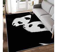 Tapis Salon Lavable en Machine 140 x 200 cm, Tapis Minimaliste Panda Géant Animaux Antidérapant À Poils Courts pour Chambre Cuisine Chambre à Coucher Entrée Decoration, Noir