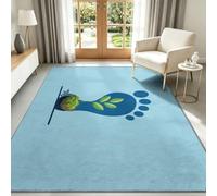 Tapis Salon Lavable en Machine 60 x 90 cm Empreintes Pattes Cinq Orteilles Plantes Vertes Sol, Logo Minimaliste Tapis de Chambre Antidérapant - Moquette Poils Courts pour Salon Chambre d'enfant Bureau