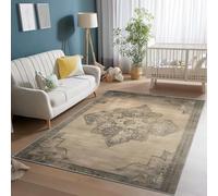 Tapis Salon Lavable en Machine 60 x 90 cm - Poil Court Doux et Résistant Géométrique Délicat Illustration de Losange Imprimé Tapis pour Salon Chambre Cuisine et Couloir Home Decor, Beige