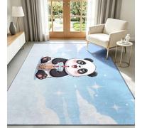 Tapis Salon Lavable en Machine 80 x 150 cm Panda Mignon Bubble Tea, Animaux Dessin Animé Tapis de Chambre Doux et Antidérapant - Moquette Poils Courts Intérieure pour Salon Chambre d'enfant Bureau
