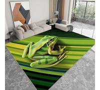 Tapis Salon Lavable Ombres Abstraites Grenouilles 140 x 200 cm Moquette Interieur, Vert Doux Antidérapant Flanelle Tapis pour Salon Chambre à Coucher d'enfant Entrée