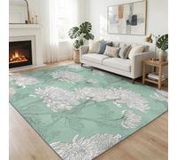 Tapis Salon Lavable Plante Chrysanthèmes 100 x 160 cm Moquette Interieur, William Morris Doux Antidérapant Flanelle Tapis pour Salon Chambre à Coucher d'enfant Entrée