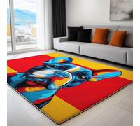 Tapis Salon Lavable Pop Art Bouledogue Français De Dessin Animé 180 x 240 cm Moquette Interieur 3D, Multicolore Doux Antidérapant Flanelle Tapis, pour Salon Chambre à Coucher d'enfant Entrée