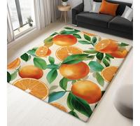 Tapis Salon Lavable Style Pastoral 160 X 230 Cm - Pile Courte Et Douce Rectangulaire Tapis Été Fruits Oranges Pour Chambre À Coucher Et Les Couloirs, Antidérapant Décoration D'Intérieur Multicolore
