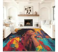 Tapis Salon Moderne 120 x 180 cm Lavable en Machine Super Doux et Figures impressionnistes Villes Antidérapant Tapis Salon Doux Poil Court pour Chambre Adulte, Salle à MangerCouleur
