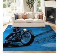 Tapis Salon Moderne 120 x 180 cm Lavable en Machine Super Doux et Moto Pop Art Rétro Antidérapant Tapis Salon Doux Poil Court pour Chambre Adulte, Salle à MangerBleu