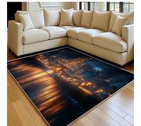 Tapis Salon Moderne 140 x 200 cm Construire Un château Flanelle Or Doux Poil Court Antidérapant, Grand Tapis Chambre Salon Cuisine Couloir