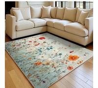 Tapis Salon Moderne 180 x 270 cm Fleurs et Fleurs Sauvages Flanelle Gris-Vert Clair Doux Poil Court Antidérapant, Grand Tapis Chambre Chevet Décoration 3D