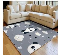 Tapis Salon Moderne 180 x 270 cm Panda Star Flanelle Gris Doux Poil Court Antidérapant, Grand Tapis Chambre Chevet Décoration 3D