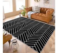 Tapis Salon Moderne 60 x 90 cm Illusions D'Optique Formes GéOméTriques Tapis Lavable en Machine, à Poils Ras avec Dos Antidérapant Noir Paillasso pour Cuisine, Salle à Manger, Bureau et Chambre