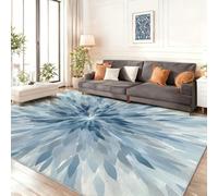 Tapis Salon Moderne 90x150 cm Lavable en Machine Super Doux et Forme Florale rayonnante Simple Antidérapant Tapis Salon Doux Poil Court pour Chambre Adulte, Salle à Mangerbleu