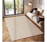 SIMPEX Tapis moderne à poils courts - Salon, chambre à coucher, cuisine, couloir - Design chiné, doux et facile d'entretien - Dos en jute - Crème - 160 x 230 cm