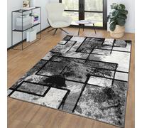 Tapis Salon Moderne Art Abstrait Gris Noir Anthracite