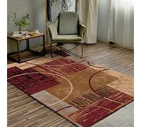 Tapis Salon Moderne Chambre Couloir Cuisine études Restaurants Table Basse Antidérapant Rug mosaïque géométrique carré Brun rougeâtre 60 x 110 cm