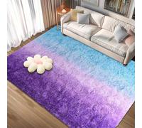 Tapis Salon Moderne Design 130 x 150 cm, Soft à Poils Longs Moelleux, Antidérapant, Intérieur Moderne Décoration, pour Salon Tapis de Décoration Moelleux, Bleu Violet