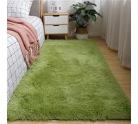 Tapis Salon Moderne en Velours Très Doux Tapis Long Poil Antidérapant Lavable pour Chambre Bureau Décoration Maison Moelleux et Épais Plusieurs Couleurs(Grass Green,40x60cm/16x24in)