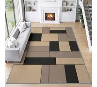 Tapis Salon Moderne Géométrique Lavable Antidérapant 160x230 cm | Neutre Bloc Rectangle Tapis Imprimé pour Chambre Salle a Manger Descente de Lit Bureau - Antidérapant Poil Ras
