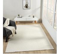 Tapis salon moderne lignes 3D crème 160 x 230 cm - VIMODA - Berbère - Douceur et élégance