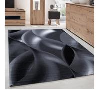 Carpettex Teppich Tapis de salon moderne, abstrait, design à vagues, 160 x 230 cm, noir, moelleux, doux, lavable, cuisine, salle à manger, chambre d'enfant, salon